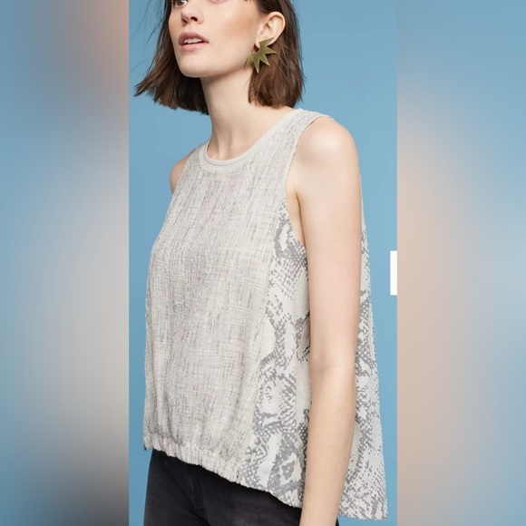 New AKEMI + KIN Marietta Cocoon Top Shirt Blouse Gray Snake Skin Anthropologie L - Picture 12 of 14